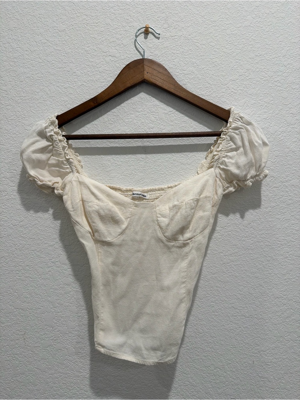 Reformation cream off white corset scrunch top